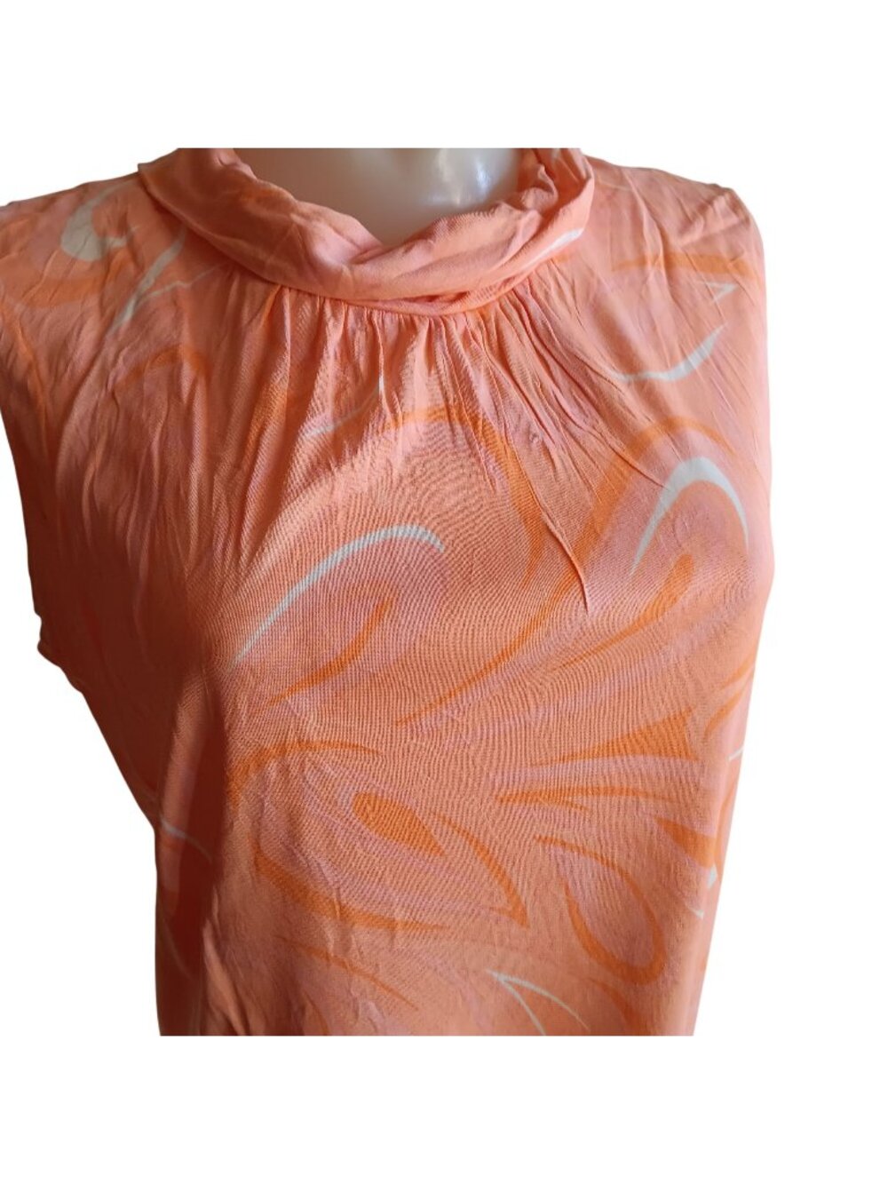 True Vintage Dress 1OF1 Large 1960's Sleeveless Orange Abstract Swirl